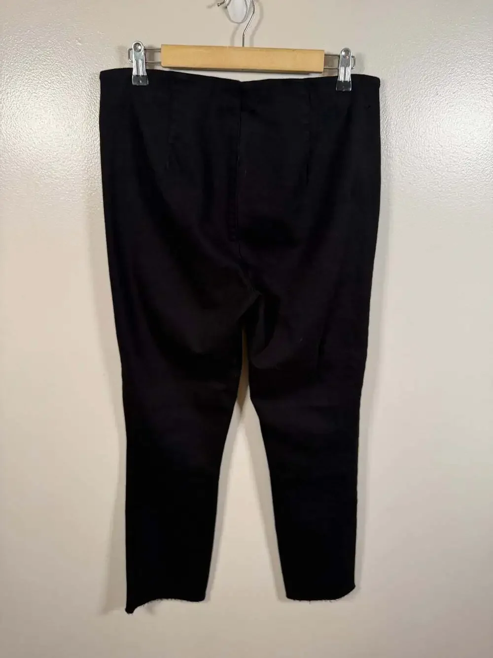 Frank & Eileen Derry Illusion Pull On Jeans Size 31 Black Straight Leg Frayed